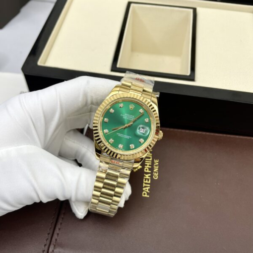 Custom Rolex DateJust Yellow Gold Green Dial - Asian Rolex 81 - Image 4