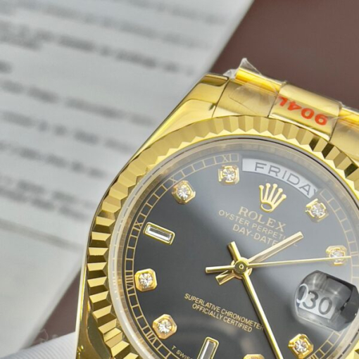 Custom Rolex Day-Date Yellow Gold Black Dial - Asian Rolex 124 - Image 2