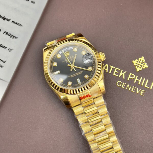 Custom Rolex Day-Date Yellow Gold Black Dial - Asian Rolex 124 - Image 5