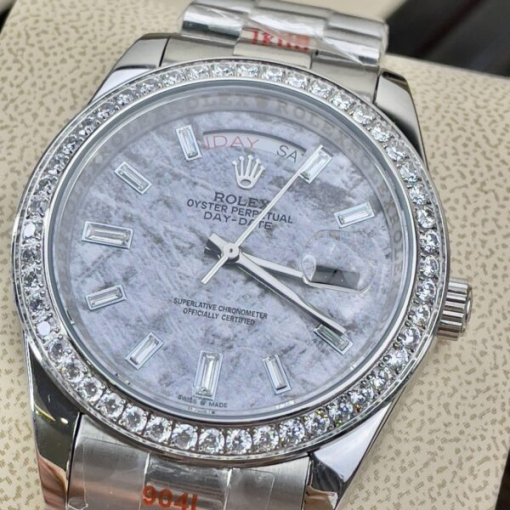 Custom Rolex Day-Date Meteorite Grey Dial Diamonds Bezel - Asian Rolex 134 - Image 5