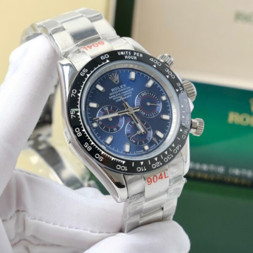 Custom Rolex Daytona Cosmograph Navy Index Dial Black Oysterflex - Asian Rolex 16