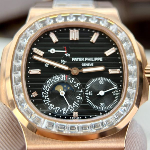 Custom Patek Philippe Nautilus 5724r Gold Black Dial - Swiss Patek22 - Image 5