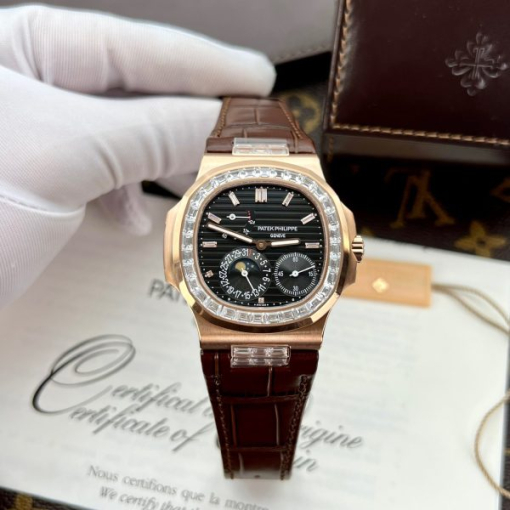 Custom Patek Philippe Nautilus 5724r Gold Black Dial - Swiss Patek22