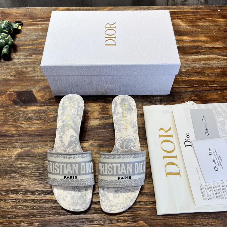Custom Dior Classic Embroidered Heeled Slides