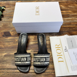 Custom Dior Classic Embroidered Heeled Slides