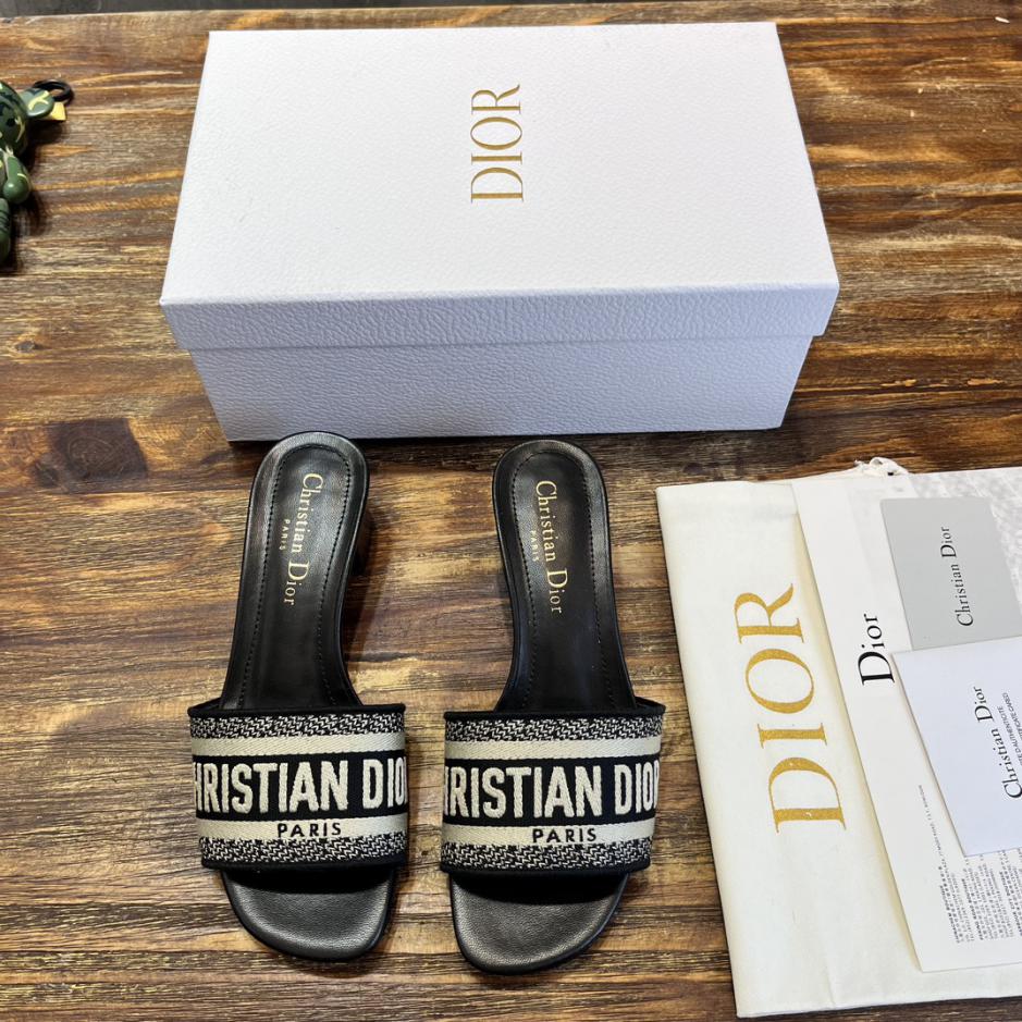 Custom Dior Classic Embroidered Heeled Slides