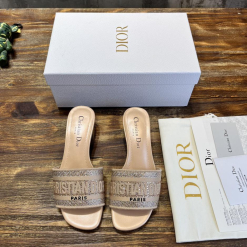 Custom Dior Classic Embroidered Heeled Slides