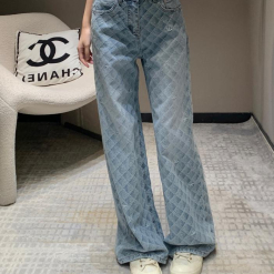 Custom Chanel Denim Diamond Print High-Waisted Jeans