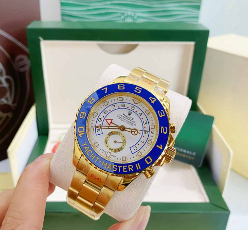 Custom Rolex Yacht-Master II Yellow Gold White Dial - Asian Rolex 160 - Image 3