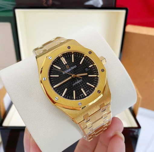 Custom Audemars Piguet Royal Oak Yellow Gold Black Dial - Asian AP 10 - Image 3