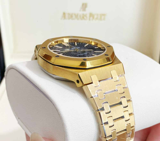 Custom Audemars Piguet Royal Oak Yellow Gold Black Dial - Asian AP 10 - Image 4