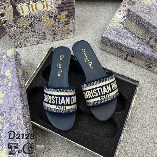 Custom Dior Embroidered Women Slides - Image 13