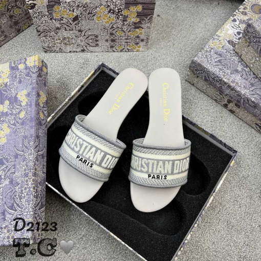 Custom Dior Embroidered Women Slides - Image 11