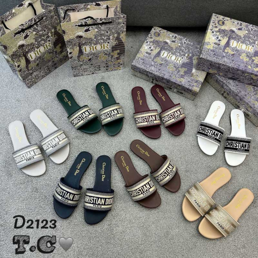 Custom Dior Embroidered Women Slides