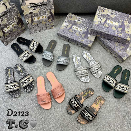 Custom Dior Embroidered Women Slides - Image 2