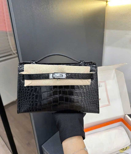 Custom Hermes Kelly Pochette Crocodile-embossed - Image 2