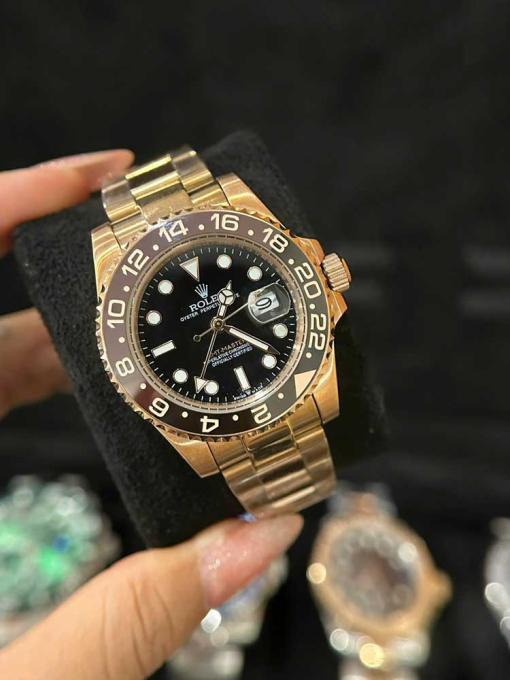 Custom Rolex GMT-Master II Everose Gold Rootbeer Black Dial - Asian 150 - Image 12