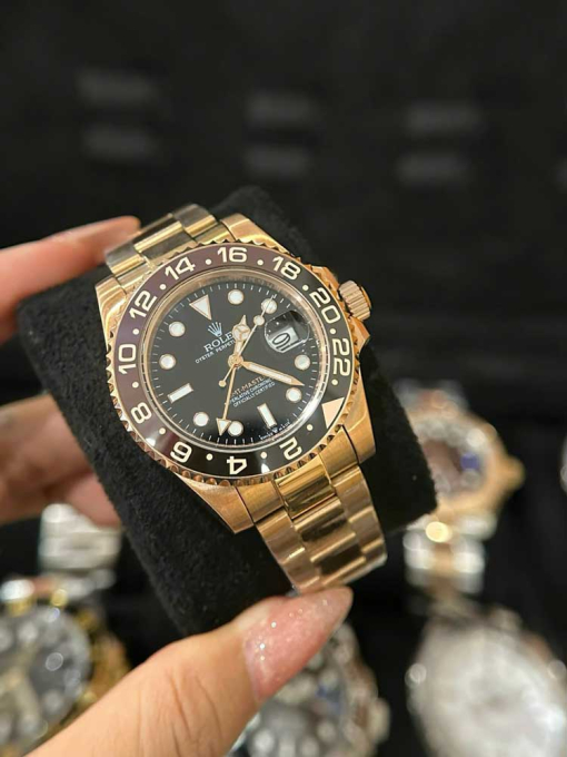 Custom Rolex GMT-Master II Everose Gold Rootbeer Black Dial - Asian 150 - Image 10