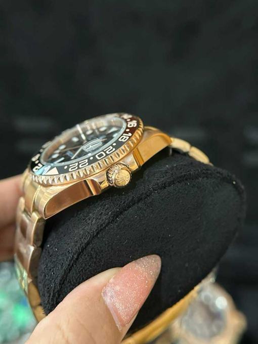 Custom Rolex GMT-Master II Everose Gold Rootbeer Black Dial - Asian 150 - Image 5