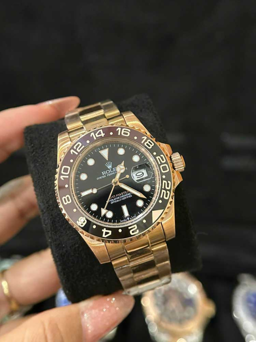 Custom Rolex GMT-Master II Everose Gold Rootbeer Black Dial - Asian 150 - Image 3