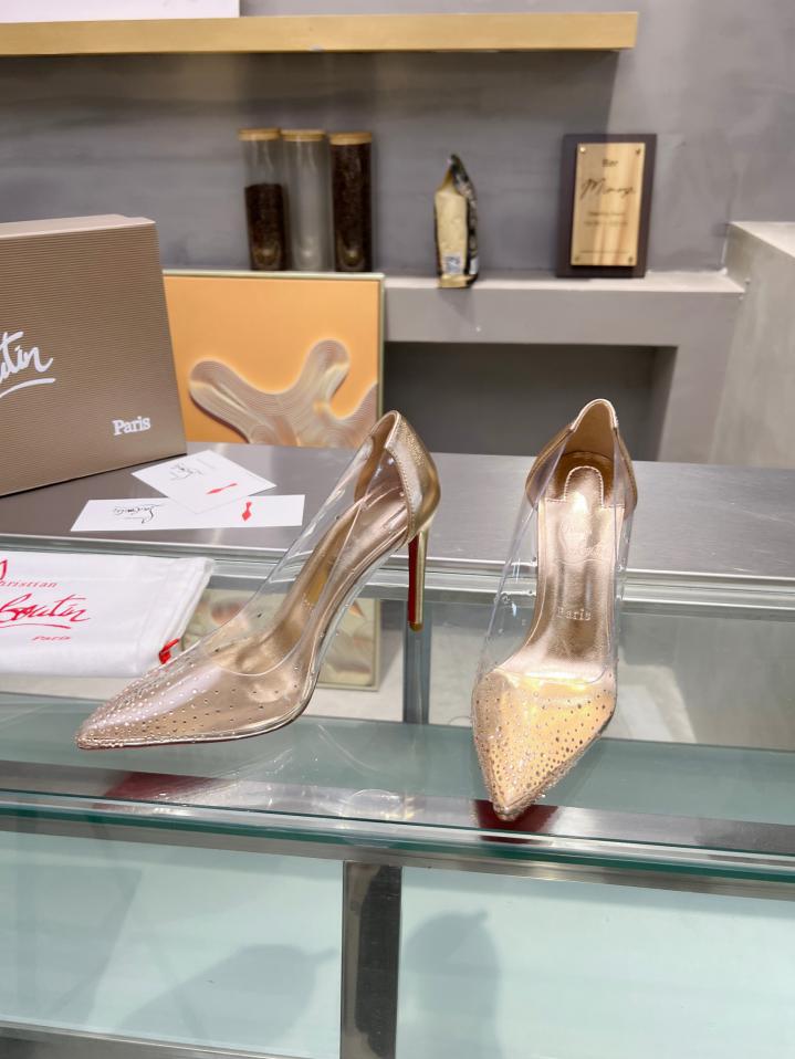 Custom Christian Louboutin Follies Strass PVC Pumps