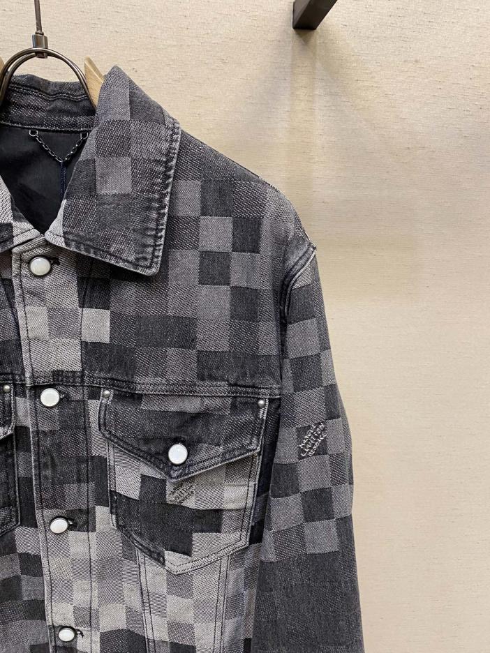 Custom Louis Vuitton 5SS Mosaic Damier Denim Jacket - Image 3