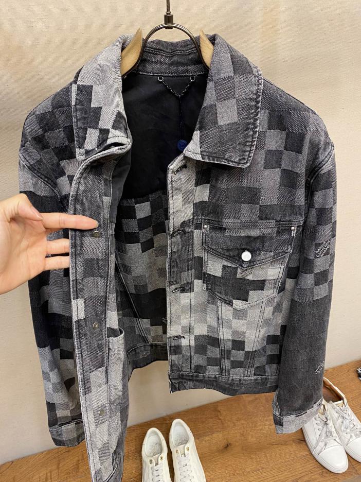 Custom Louis Vuitton 5SS Mosaic Damier Denim Jacket - Image 2