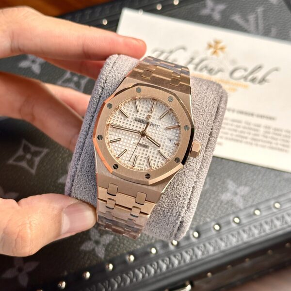 Custom Audemars Piguet Royal Oak 15450ST Rose Gold White - Swiss AP85 - Image 2