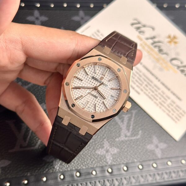 Custom Audemars Piguet Royal Oak 15450SR Rose Gold White - Swiss AP86 - Image 2