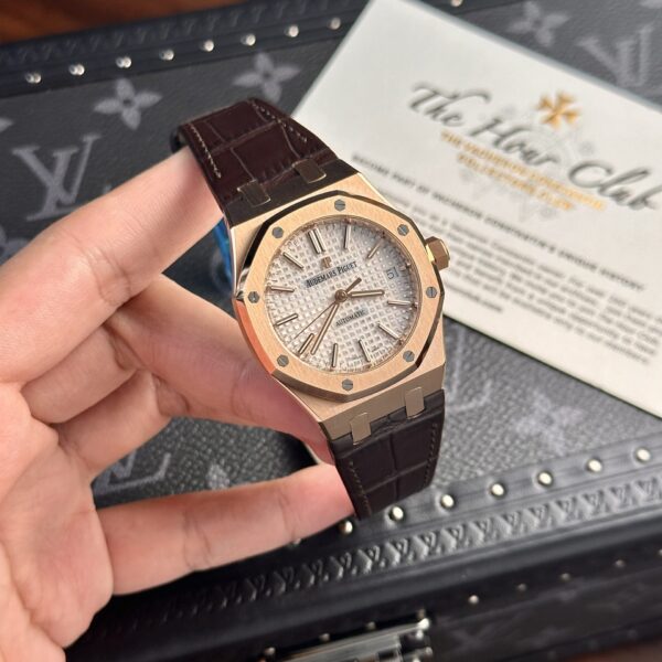 Custom Audemars Piguet Royal Oak 15450SR Rose Gold White - Swiss AP86 - Image 3