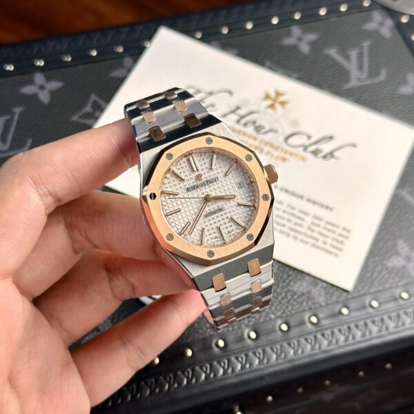 Custom Audemars Piguet Royal Oak 15450SR Demi Gold White - Swiss AP88 - Image 2