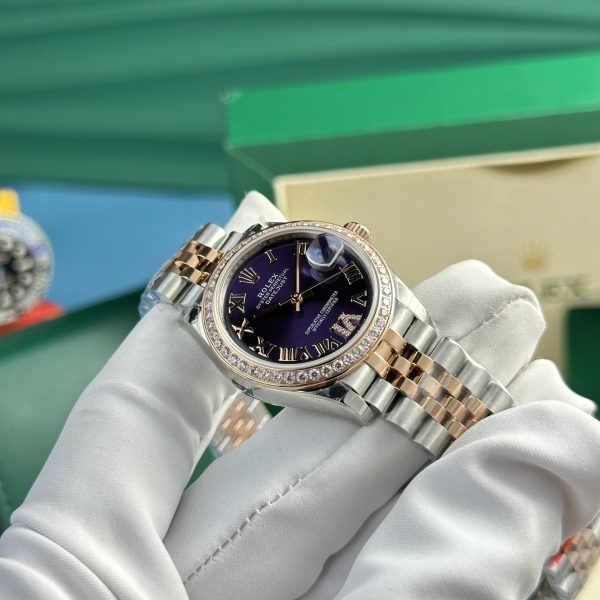 Custom Lady Rolex DateJust Dark Purple - Swiss Lady Watch 14 - Image 2