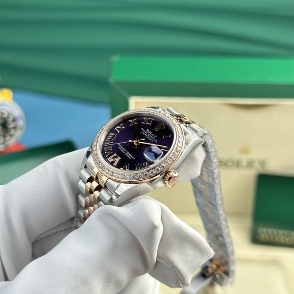 Custom Lady Rolex DateJust Dark Purple - Swiss Lady Watch 14 - Image 3