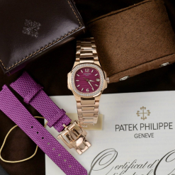 Custom Patek Philippe Lady Nautilus 7010R Purple Dial 32mm - Swiss Lady Watch 28