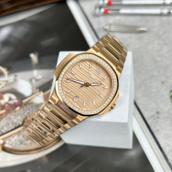 Custom Patek Philippe Lady Nautilus 7118 Gold Dial 35mm - Swiss Lady Watch 22