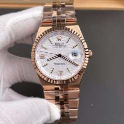 Custom Rolex Land-Dweller Rose Gold White Dial 127335 - Swiss 205