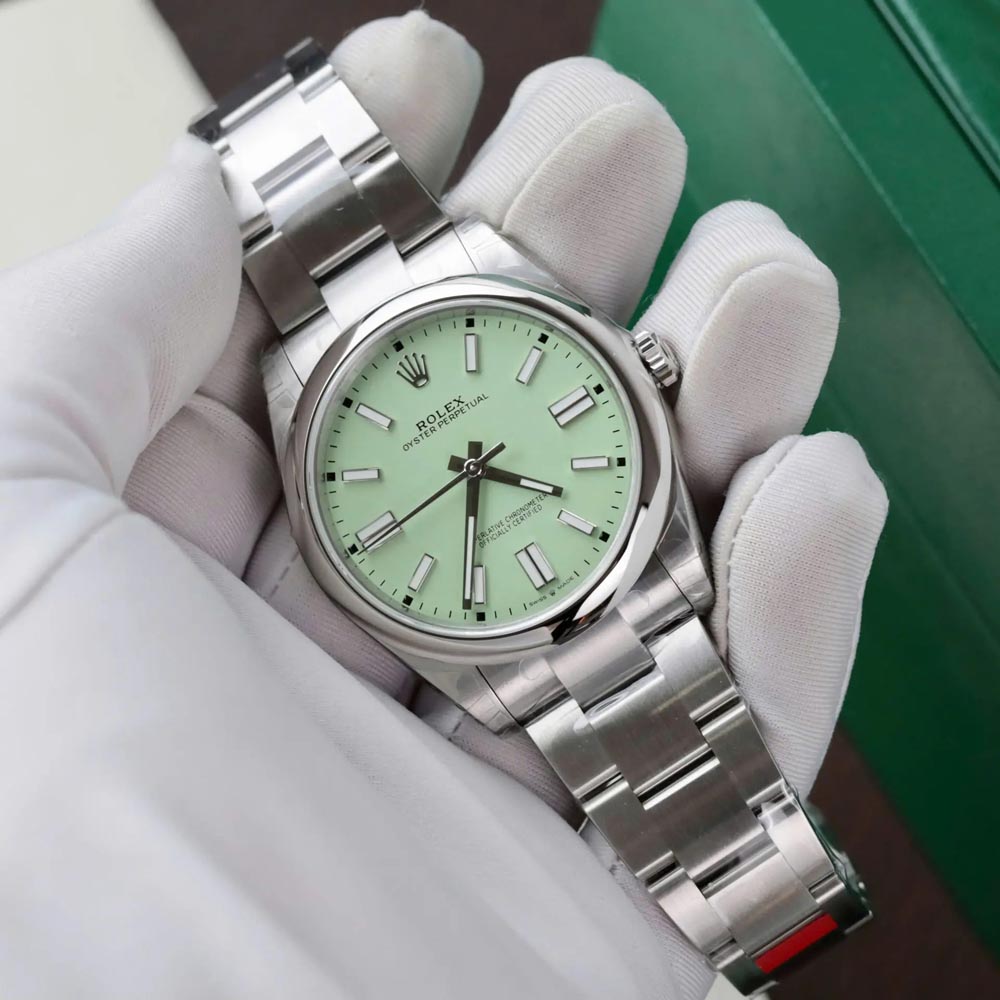 Custom Rolex Oyster Perpetual Green / Mint Green - Swiss 196 - Image 2