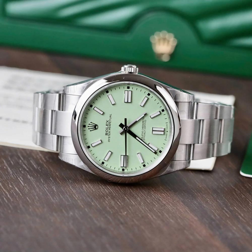 Custom Rolex Oyster Perpetual Green / Mint Green - Swiss 196 - Image 4