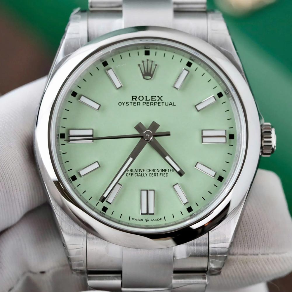 Custom Rolex Oyster Perpetual Green / Mint Green - Swiss 196 - Image 5