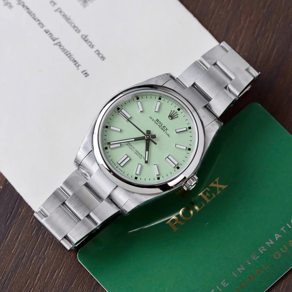 Custom Rolex Oyster Perpetual Green / Mint Green - Swiss 196 - Image 3