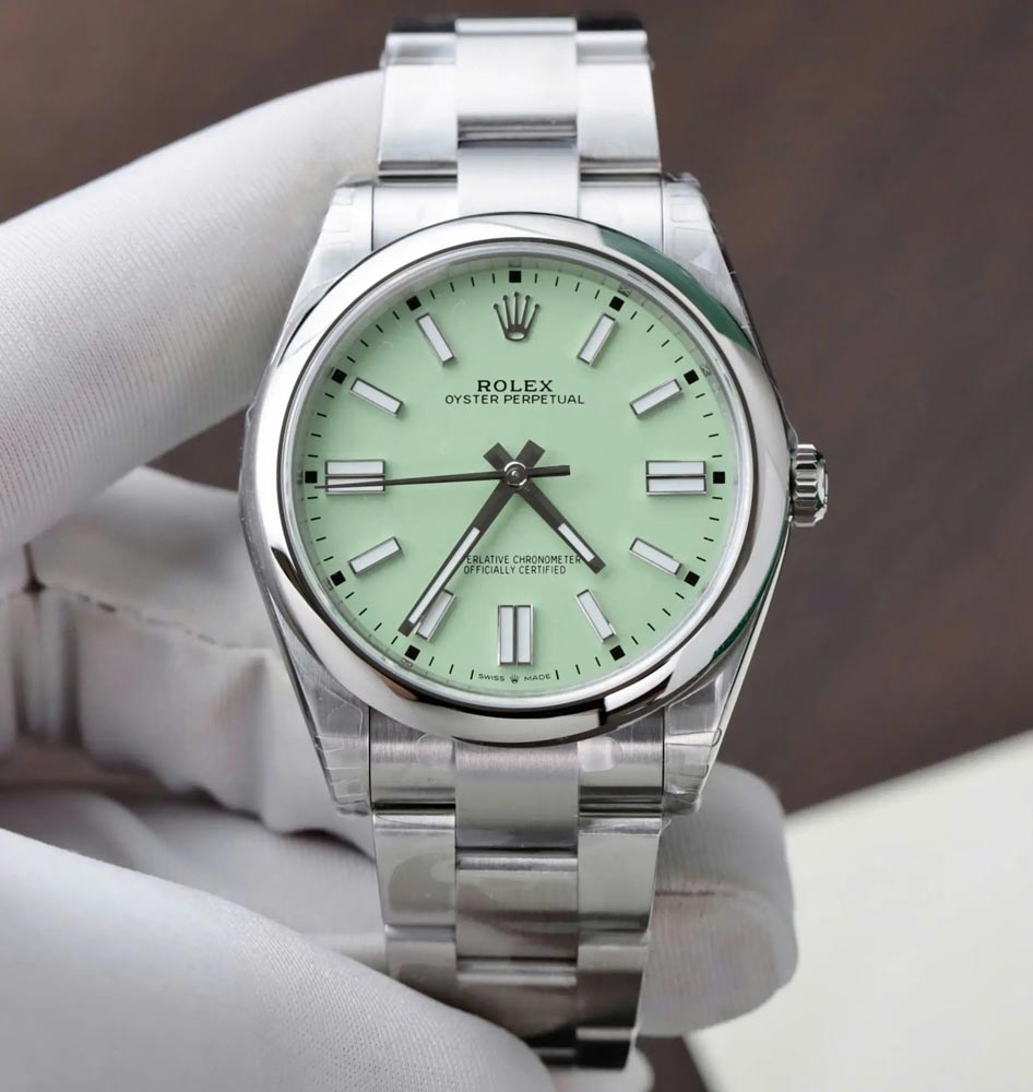Custom Rolex Oyster Perpetual Green / Mint Green - Swiss 196