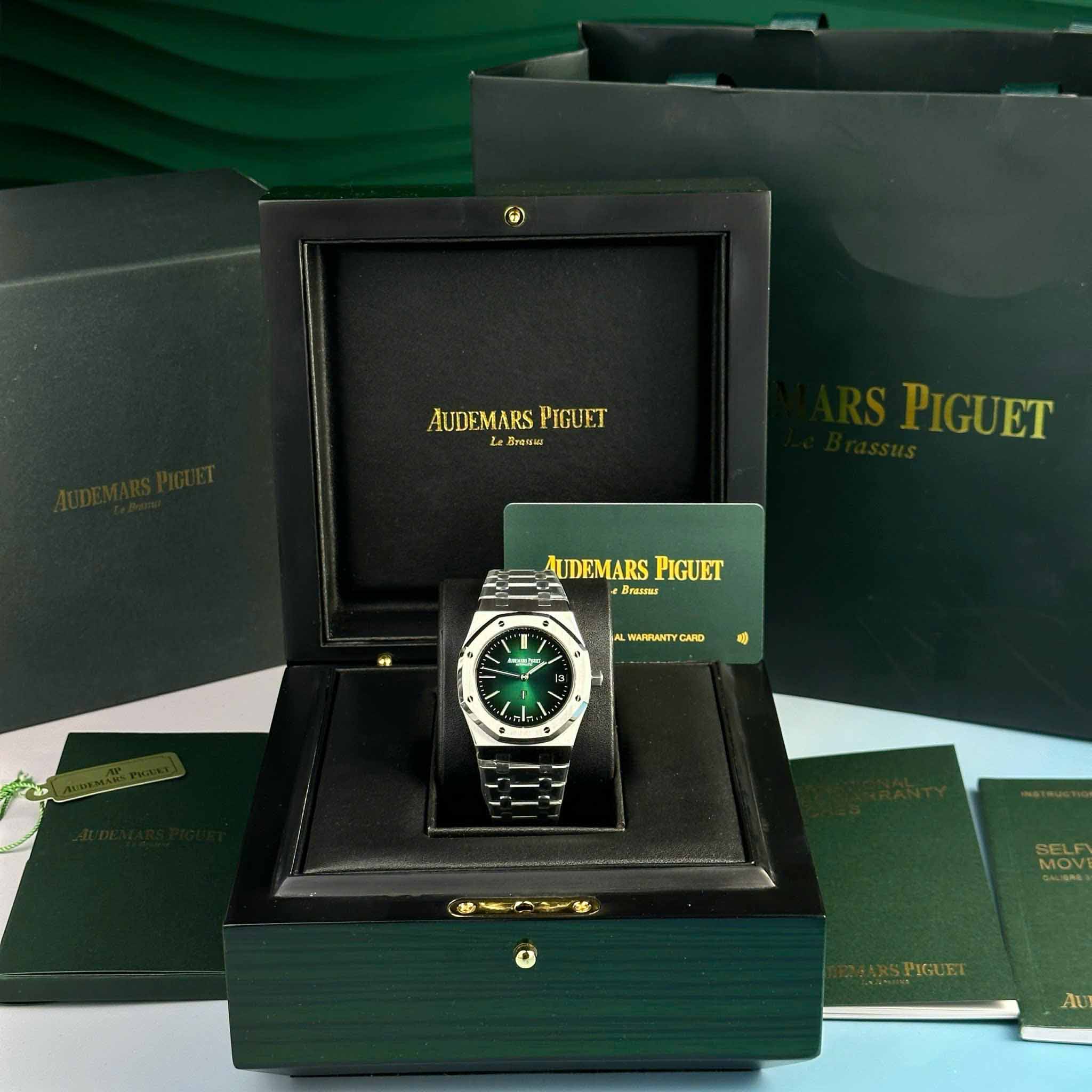 Custom Audemars Piguet Royal Oak Jumbo Extra-thin 16202 Green - Swiss AP101 - Image 7
