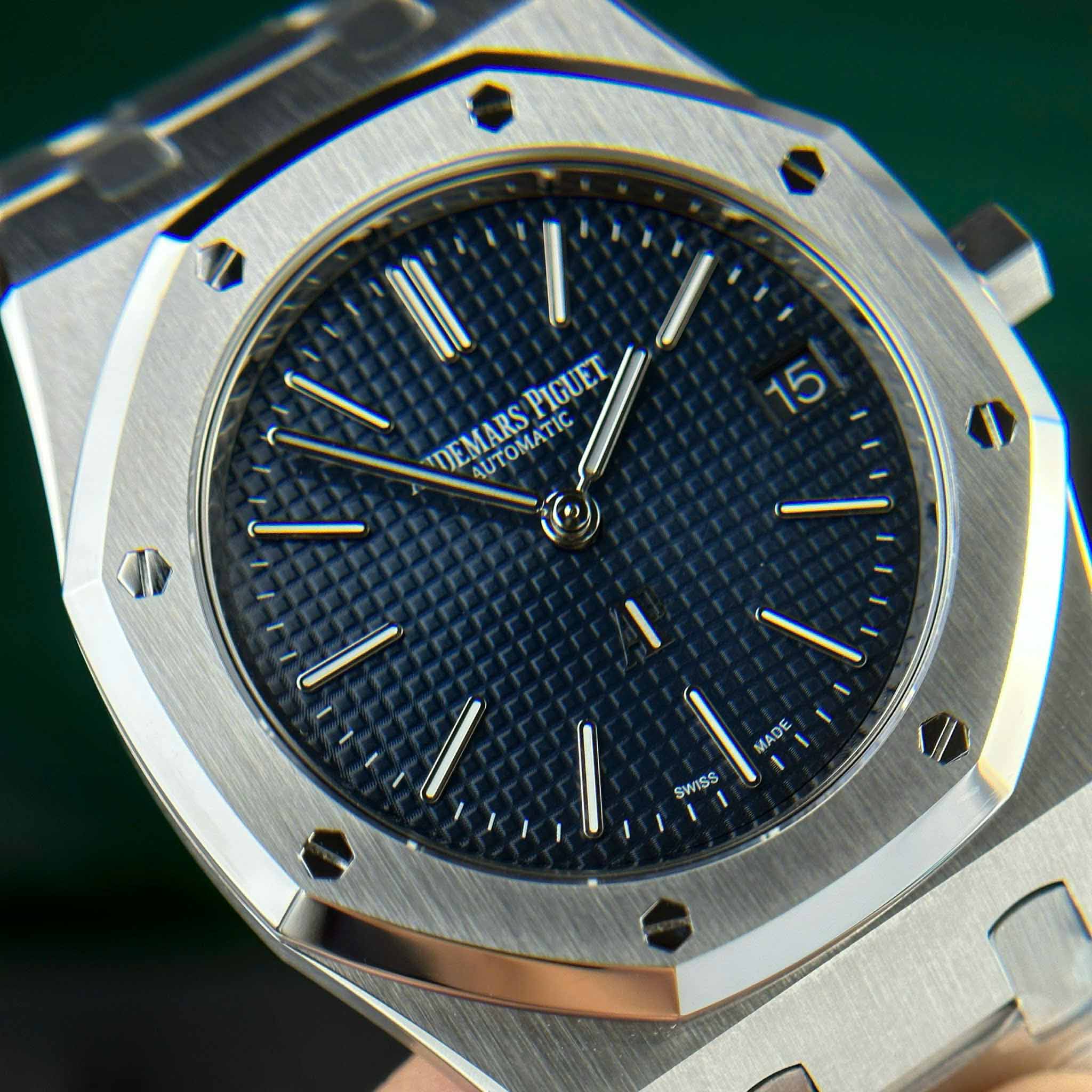 Custom Audemars Piguet Royal Oak Jumbo Extra-thin 16202 Blue - Swiss AP100 - Image 10