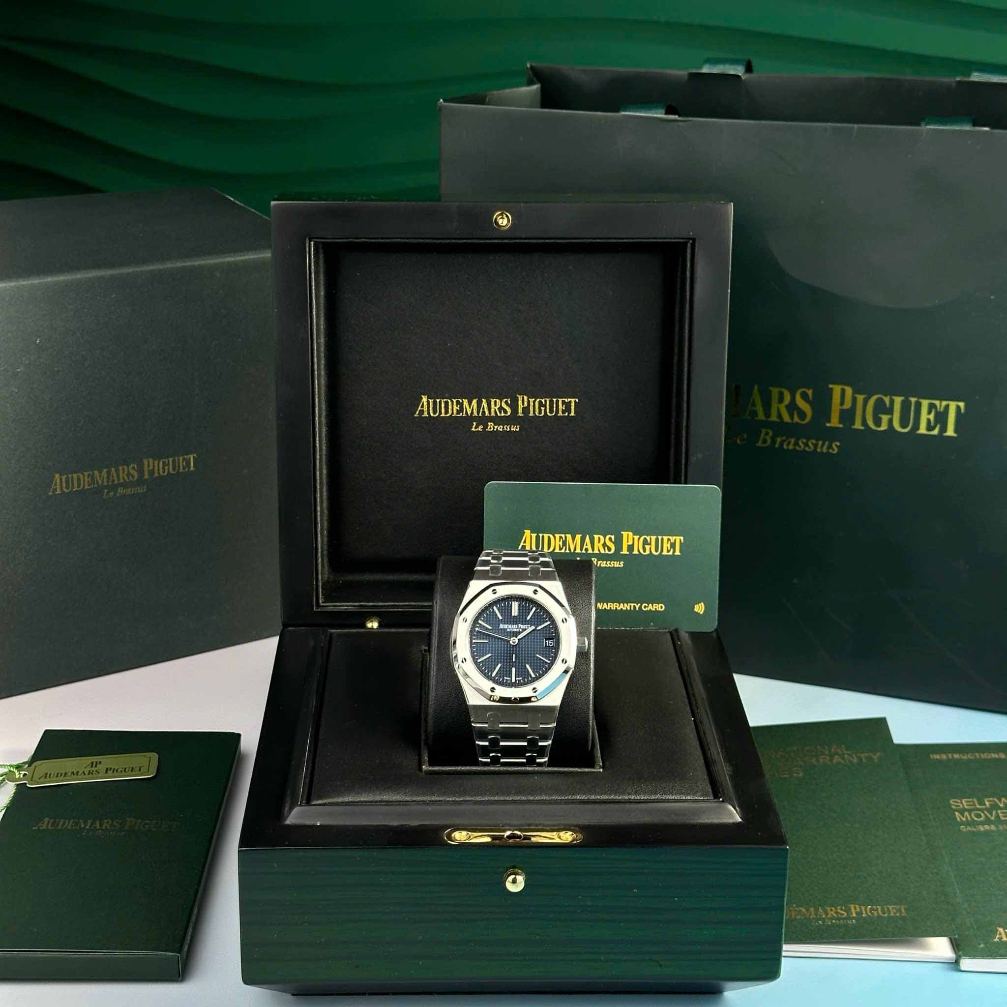 Custom Audemars Piguet Royal Oak Jumbo Extra-thin 16202 Blue - Swiss AP100 - Image 6