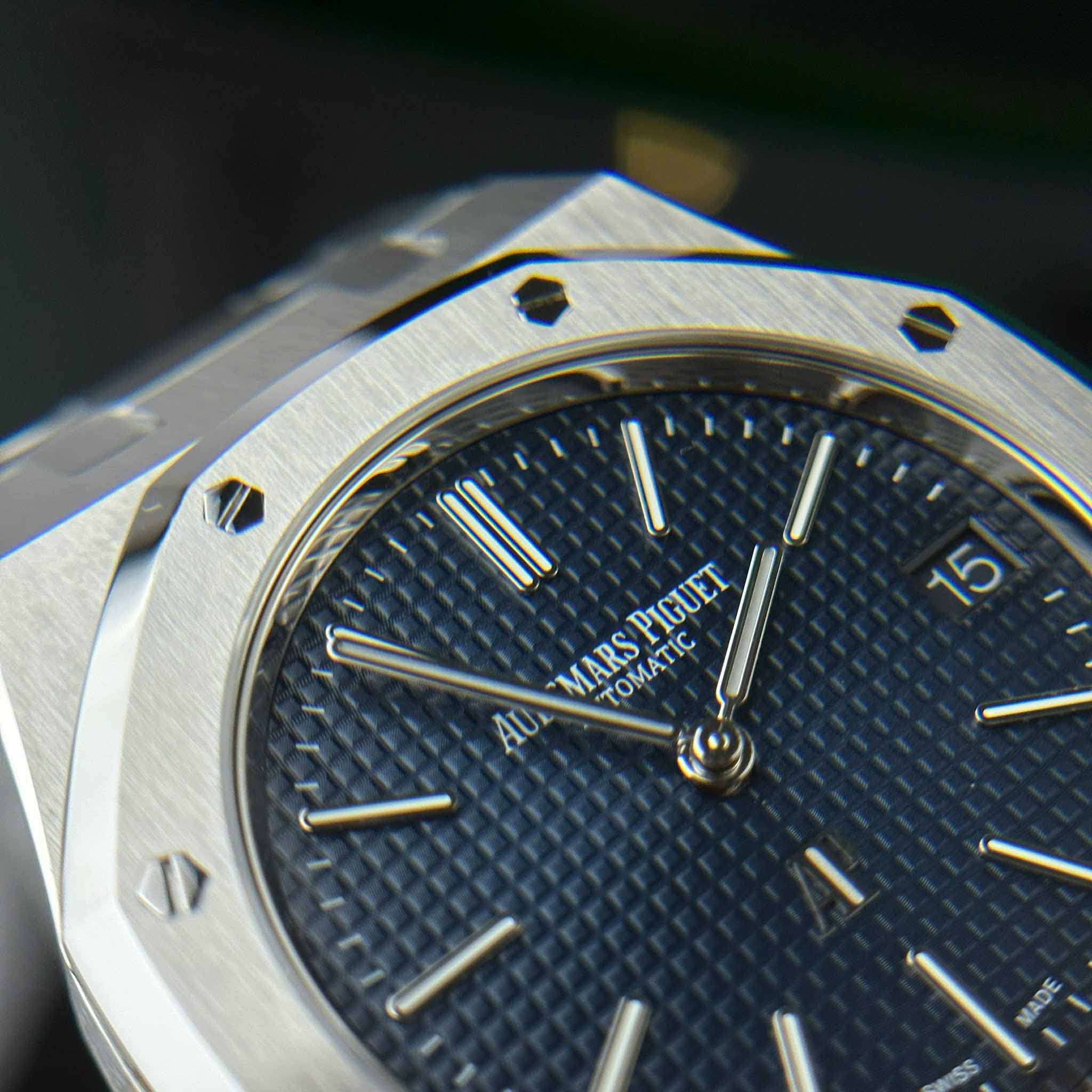 Custom Audemars Piguet Royal Oak Jumbo Extra-thin 16202 Blue - Swiss AP100 - Image 5