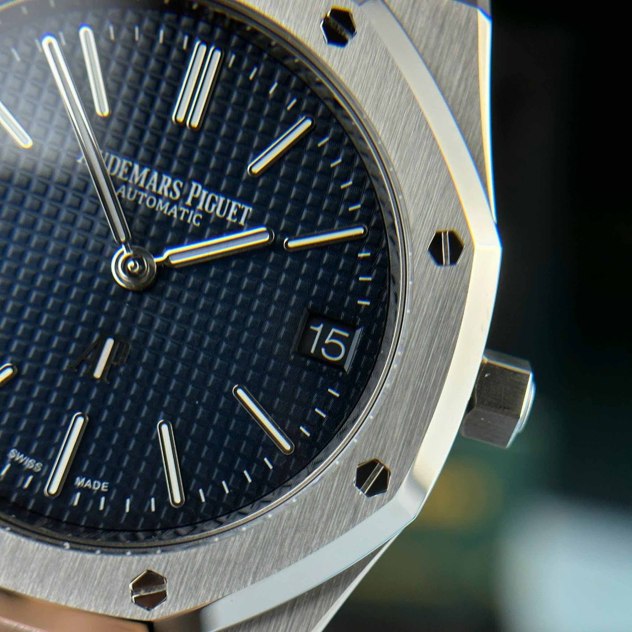 Custom Audemars Piguet Royal Oak Jumbo Extra-thin 16202 Blue - Swiss AP100 - Image 2