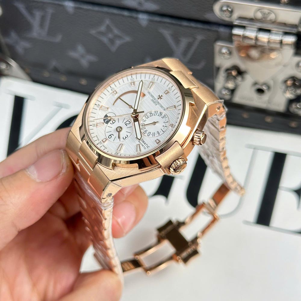 Custom VC Overseas Dual Time 47450 Rose Gold White Dial 42mm - Swiss VC39 - Image 4